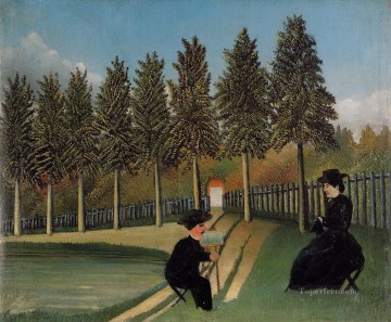 Henri Rousseau Painting - the artist painting his wife 1905 Henri Rousseau Post Impressionism Naive Primitivism